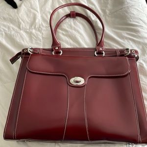 McKlein red leather laptop bag